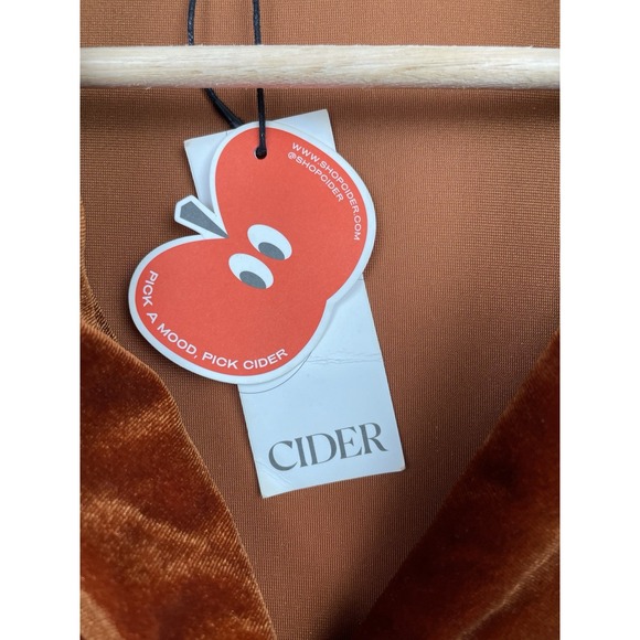 New Cider Velvet Lace Up Women's Crop Top Rust Small BOHO Romantic Pullover NWT - Picture 10 of 13